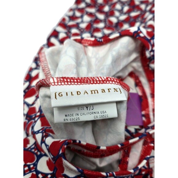 Gilda Marx VTG Patriotic Hearts Racerback Cotton Biketard Singlet Size XS (Y/J) - Picture 7 of 11